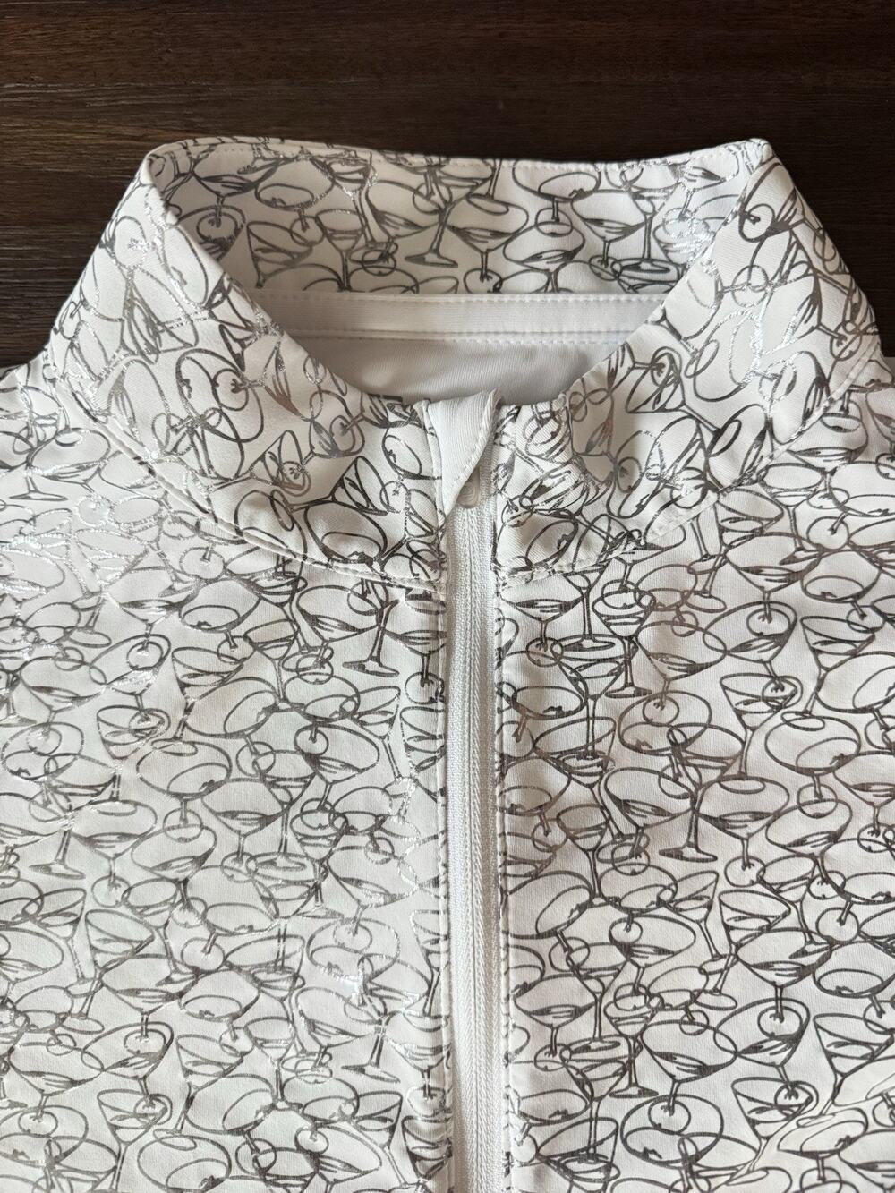 Peter Millar 1/4 Zip Shirt Womens Small White Cocktail Golf Long Sleeve KIERLAND